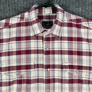 Roper Mens Shirt Large Red Plaid Long Sleeve Pearl Snap Western Sharp